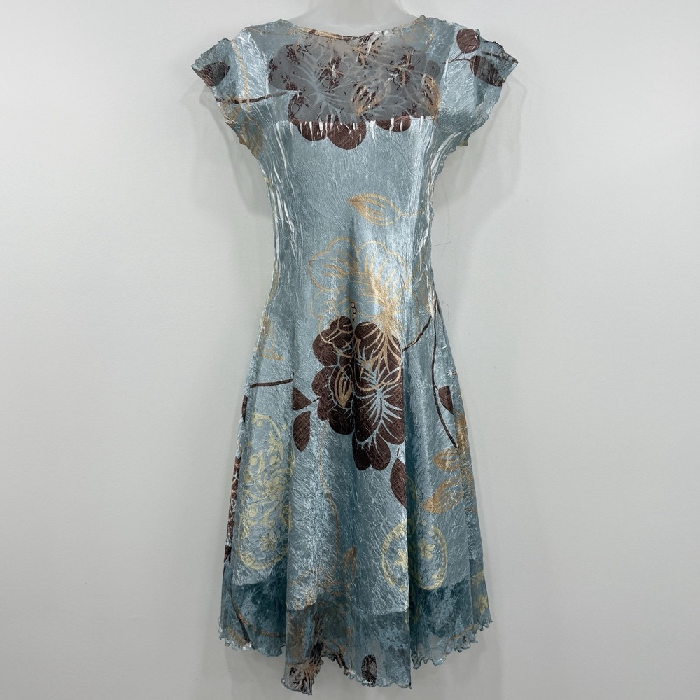 Komarov Crinkle Dress Womens S Garden Fairy Romantic Dainty Y2K Lace Event